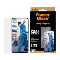 Apsauginis stiklas PanzerGlass Ultra-Wide Fit, skirtas Samsung Galaxy A57 5G — skaidrus, atsparus įbrėžimams