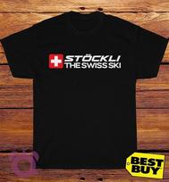 Naujas Stockli Šveicarijos slidinėjimo logotipas Vyriški juokingi marškinėliai Dydis nuo S iki 5XL XL