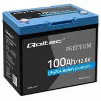 LiFePO4 baterija QOLTEC 12.8V 100Ah su Bluetooth – 12,8 V 100 Ah
