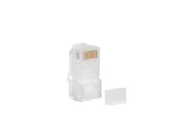 LANBERG RJ-45 kištukas PLU-6000 Cat6 U/UTP kabeliams, permatomas/baltas, 100 vnt. pakuotė