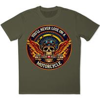 Winged Skull Motorcycle T-Shirt Biker Helmet Pistons Flames Gothic Graphic Tee XXXXL