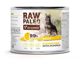 Šlapias šunų ėdalas VETEXPERT RAW PALEO Duoprotein Turkey & Cod suaugusiems 200 g skardinė