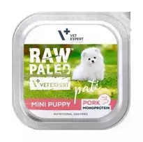 Šlapi šunų ėdalai VETEXPERT RAW PALEO Pâte Mini Puppy Pork 150 g – pilnavertis grūdų neturintis paštetas mažų veislių šuniukams