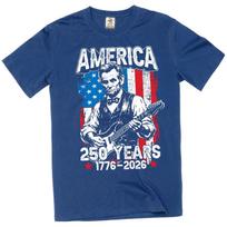 Men's Abraham Lincoln Guitar T-Shirt: America 250 Years (1776-2026) Tee XXL