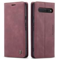 CaseMe Leather Case for Google Pixel 8 7 6 Pro 7A, Luxury Retro Purse Card Slots Wallet Magnetic Closure Shockproof Phone Cover For Pixel 6 raudona