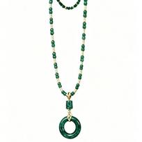 Resin Ping-an Buckle Necklace Simple Design Pendant Necklace Retro Vintage Necklace  Ladies žalia