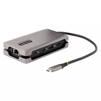 StarTech.com USB-C kelių prievadų adapteris, 4K 60Hz HDMI 2.0b, HDR, USB 3.2 Gen 2 10Gbps šakotuvas (2xUSB-C, 1xUSB-A), 100W PD perdavimas, mini kelioninis dokas, 30 cm kabelis, nešiojamojo kompiuterio dokavimo stotelė