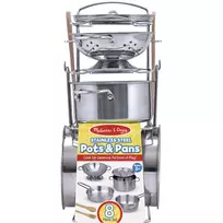 Melissa & Doug 6074875 Nerūdijančio plieno puodų ir keptuvių žaidimų rinkinys