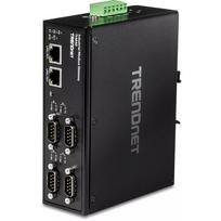Trendnet TI-M42 pramoninis Modbus šliuzas / valdiklis su dviem 10/100Mbit/s Ethernet prievadais ir keturiais DB-9 nuosekliaisiais prievadais, IP30, juodas