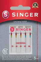 SINGER universalių adatų rinkinys siuvimo mašinoms Universal ASST 5PK – įvairių dydžių, skirtas audiniams