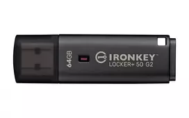 USB atmintukas KINGSTON IronKey Locker Plus 50 G2 64GB, USB Type-A, USB 3.2 Gen 1, AES-256, FIPS 197