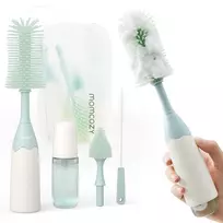 Momcozy PUSH-PRESS butelių šepetėlių rinkinys žalias