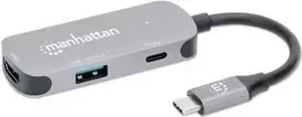 Manhattan 130707 Nešiojamojo kompiuterio dokavimo stotelė ir prievadų replikatorius, laidinis, USB 3.2 Gen 1 Type-C, aliuminis (130707)