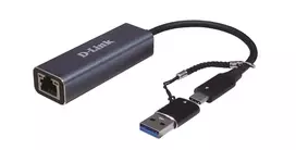 D-Link USB-C/USB į 2.5G Ethernet adapteris, laidinis, USB Type-A/USB Type-C, Ethernet, 2500Mbit/s, juodas