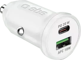 SBS automobilinis įkroviklis 12/24V 1x Type C PD+ USB 2.1 A baltas