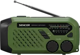 Nešiojamas FM/AM radijas SENCOR SRD1000SCLGR su Bluetooth, saulės/sukamos rankenos/USB-C įkrovimu, 2000 mAh baterija, IPX4, LED šviesomis