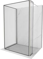 Mexen Kioto dušo sienelė Walk-in 110 x 70 x 40 cm, juodas rėmelis, šlifuotas nikelis - 800-110-070-221-97-70-040