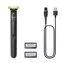 Foilinis skustuvas ir trimeris Philips OneBlade QP1424/10 – anglies spalvos, baterijinis, 30 min. veikimo laikas, barzdos šukos