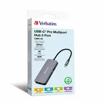 Verbatim CMH-05 USB-C Pro 5 prievadų multiportas, sidabrinis
