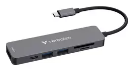 Verbatim USB-C Essentials Multiport Hub 6 prievadai: HDMI, USB-C PD, USB-A 3.2 Gen 1, USB-A, SD ir microSD