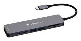 Verbatim USB-C Essentials Multiport Hub 7 prievadų: HDMI, USB-C, USB-C 3.2 Gen 1, 2 x USB-A 3.2 Gen 1, SD ir microSD