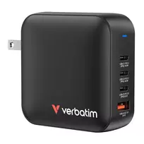 Verbatim Mini GaN įkroviklis 165W 4 prievadai su US kištuku ir EU bei UK adapteriais