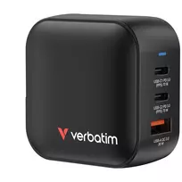 Verbatim Mini GaN Įkroviklis 70W 3 Prievadai su US kištuku bei EU ir UK adapteriais