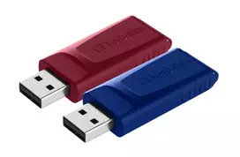 Verbatim Slider USB atmintinė 2x32GB mėlyna/raudona
