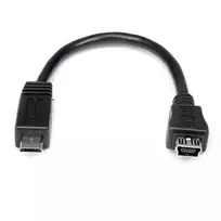 StarTech.com 6 colių Micro USB į Mini USB adapterio kabelis M/F, 0,15 m, Mini-USB B, Micro-USB A, Vyriškas/Moteriškas, Juodas