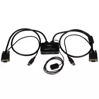 StarTech.com 2 prievadų USB VGA kabelio KVM jungiklis – maitinamas per USB su nuotoliniu perjungikliu