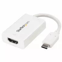 StarTech.com USB-C į HDMI 2.0 adapteris su Power Delivery - 4K 60Hz USB Type-C į HDMI vaizdo keitiklis - 60W PD įkrovimo prievadas - suderinamas su Thunderbolt 3 - baltas