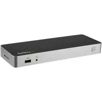 StarTech.com USB-C dokas – dviejų monitorių HDMI ir DisplayPort 4K 30Hz, USB Type-C nešiojamojo kompiuterio stotelė su 60W įkrovimu, SD kortelių skaitytuvu, 4 prievadų USB-A 3.0 šakotuvu, GbE, garsu – suderinama su Thunderbolt 3