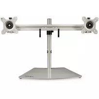 StarTech.com Dviejų monitorių stovas – ergonomiškas laisvai pastatomas stalinis stovas dviem 24 colių VESA monitoriams – sinchroninis aukščio reguliavimas – dvigubas stulpinis laikiklis – sidabrinis