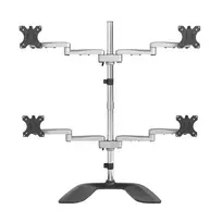StarTech.com Stovas keturiems monitoriams ant stalo – ergonomiškas VESA 4 monitorių laikiklis (2x2) iki 32 colių – laisvai pastatoma, sukama universali stovo tvirtinimo sistema – reguliuojamas aukštis/pakreipimas/pasukimas/rotacija – sidabrinis