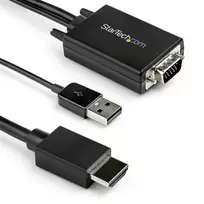 StarTech.com 2m VGA į HDMI keitiklio laidas su USB garso palaikymu ir maitinimu – analoginis-skaitmeninis vaizdo adapterio laidas, skirtas VGA kompiuteriui prijungti prie HDMI ekrano – 1080p vyriškas-į-vyrišką monitoriaus laidas