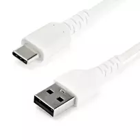 StarTech.com 1m USB A į USB C įkrovimo laidas – patvarus greitas įkrovimas ir sinchronizavimas USB 2.0 į USB Type C duomenų laidas – tvirtas TPE apvalkalas, aramido pluoštas, M/M, 3A, baltas – Samsung S10, iPad Pro, Pixel