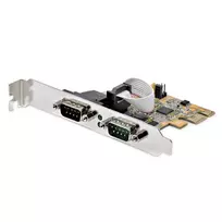 StarTech.com 2 prievadų PCI Express serijinė sąsajos plokštė, dviejų prievadų PCIe į RS232 (DB9) serijinė kortelė, 16C1050 UART, žemo / pilno profilio laikikliai, COM išlaikymas, skirta Windows / Linux