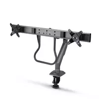 StarTech.com dviejų monitorių stalinis laikiklis su skersine, iki 27 colių ekranams, VESA 75x75/100x100, iki 15 kg, C formos spaustuvas, pilnai reguliuojamas, mechaninė spyruoklė, TAA