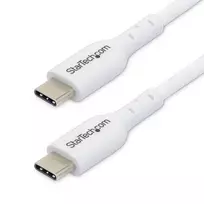 StarTech.com 3m (9.8 pėdų) baltas USB-C įkrovimo laidas, USB C laidas, USB 2.0 Type-C nešiojamojo kompiuterio įkroviklio laidas, 60W 3A Power Delivery, TPE apvalkalas, USB-C duomenų perdavimo laidas, M/M
