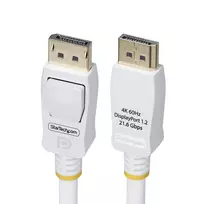 StarTech.com 1,8 m balta VESA sertifikuota DisplayPort 1.2 laidas, 4K 60Hz, 21,6Gbps, su fiksavimo jungtimis