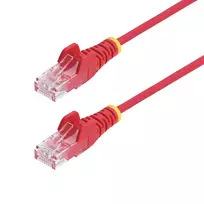 StarTech.com 1 m raudonas plonas CAT6 Ethernet kabelis, be užkliuvimų, 100W PoE, UTP, LSZH, 28AWG gryna varinė viela, plonas RJ45 tinklo jungiamasis laidas su įtempimo mažinimu, individualiai išbandytas