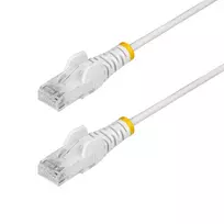 StarTech.com 2,5 m baltas plonas CAT6 eterneto kabelis, be užkabinimų, 100W PoE, UTP, LSZH, 28AWG gryna varinė viela, plonas RJ45 tinklo jungiamasis laidas su įtempimo mažinimo elementais, individualiai išbandytas