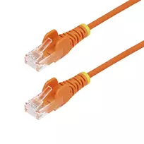 StarTech.com 1 m oranžinis plonas CAT6 Ethernet kabelis, be užkabinimų, 100W PoE, UTP, LSZH, 28AWG gryna vario viela, plonas RJ45 tinklo pataikymo laidas su įtempimo mažinimo elementais, individualiai išbandytas