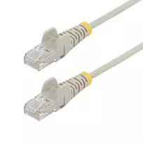 StarTech.com 15 m pilkas plonas CAT6 Ethernet kabelis, be užkabinimo, 100W PoE, UTP, LSZH, 28AWG gryna vario viela, plonas RJ45 tinklo jungiamasis laidas su įtempimo mažinimo elementais, individualiai išbandytas