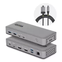 StarTech.com USB-C stotelė dviems monitoriams, DisplayPort, 4K 60Hz, 100W įkrovimas, 1GbE, be tvarkyklių, skirta Windows