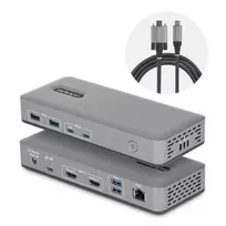 StarTech.com dviejų monitorių USB-C dokavimo stotelė, HDMI, 4K 60Hz, 100W nešiojamojo kompiuterio įkrovimas, 1GbE, be tvarkyklių, kelių monitorių dokas, skirta Windows