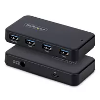 StarTech.com 4 prievadų USB-A šakotuvas, 5Gbps, su maitinimu, 2-in-1 USB-C ir USB-A laidas, 1x BC 1.2 įkrovimo prievadas, 24W maitinimo adapteris, skirtas MacBook ir Windows