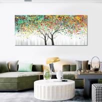 Drobės paveikslas Abstraktaus žydinčio medžio modernus 120x50cm — sienų dekoras, paveikslas svetainei, didelio formato spauda, drobės menas, miegamojo dekoracija, sienų grafika, interjero dekoras