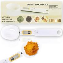 Virtuvinės svarstyklės LIVMAN QJ-608 - skaitmeninės virtuvės svarstyklės matavimo šaukšto formos, kurių talpa iki 500g, skirtos įvairiems ingredientams sverti