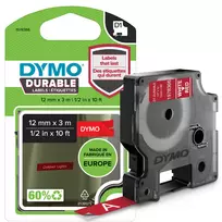 DYMO D1 Patvarūs Etikečių Ruošiniai | Juodas Spausdinimas Ant Raudonos Juostos | 12 mm x 3 m | Etikečių Juosta LabelManager Etikečių Spausdintuvams